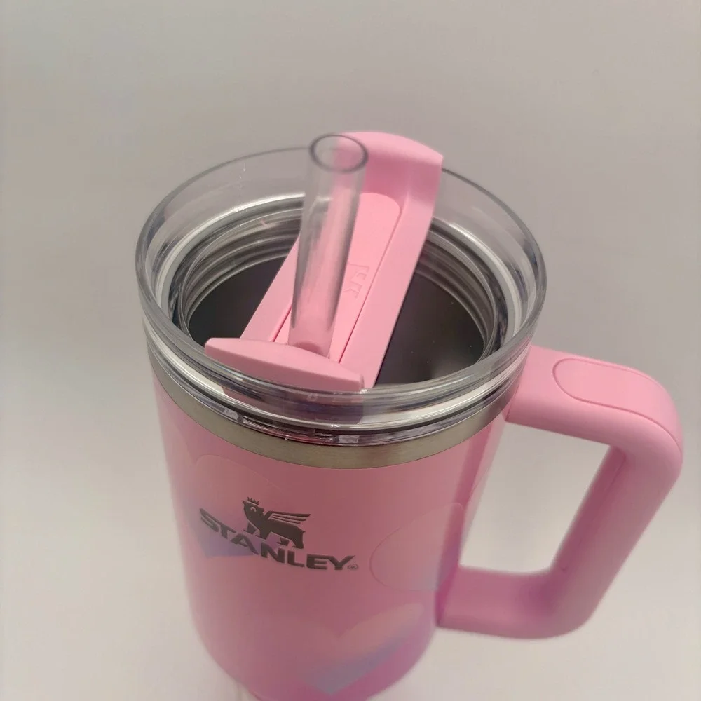 Stanley Quencher H2O Tumbler 40 oz Pink Gradient Hearts‎ ValentinesStraw Lid - Picture 4 of 7
